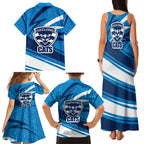 Geelong Cats Australian Football Family Matching Tank Maxi Dress and Hawaiian Shirt Fierce Cat Mascot With Indigenous Pattern Art