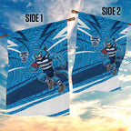 Geelong Cats Australian Football Garden Flag Fierce Cat Mascot With Indigenous Pattern Art