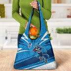Geelong Cats Australian Football Grocery Bag Fierce Cat Mascot With Indigenous Pattern Art