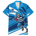 Geelong Cats Australian Football Hawaiian Shirt Fierce Cat Mascot With Indigenous Pattern Art