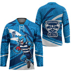 Geelong Cats Australian Football Hockey Jersey Fierce Cat Mascot With Indigenous Pattern Art