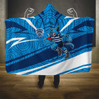 Geelong Cats Australian Football Hooded Blanket Fierce Cat Mascot With Indigenous Pattern Art
