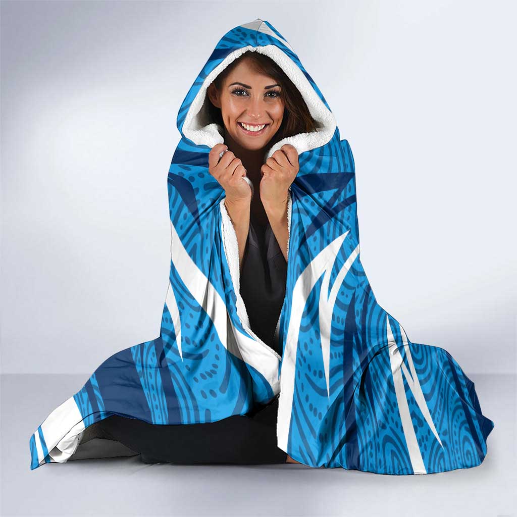 Geelong Cats Australian Football Hooded Blanket Fierce Cat Mascot With Indigenous Pattern Art