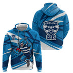 Geelong Cats Australian Football Hoodie Fierce Cat Mascot With Indigenous Pattern Art