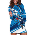 Geelong Cats Australian Football Hoodie Dress Fierce Cat Mascot With Indigenous Pattern Art