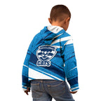 Geelong Cats Australian Football Kid Hoodie Fierce Cat Mascot With Indigenous Pattern Art