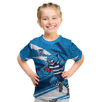 Geelong Cats Australian Football Kid T Shirt Fierce Cat Mascot With Indigenous Pattern Art