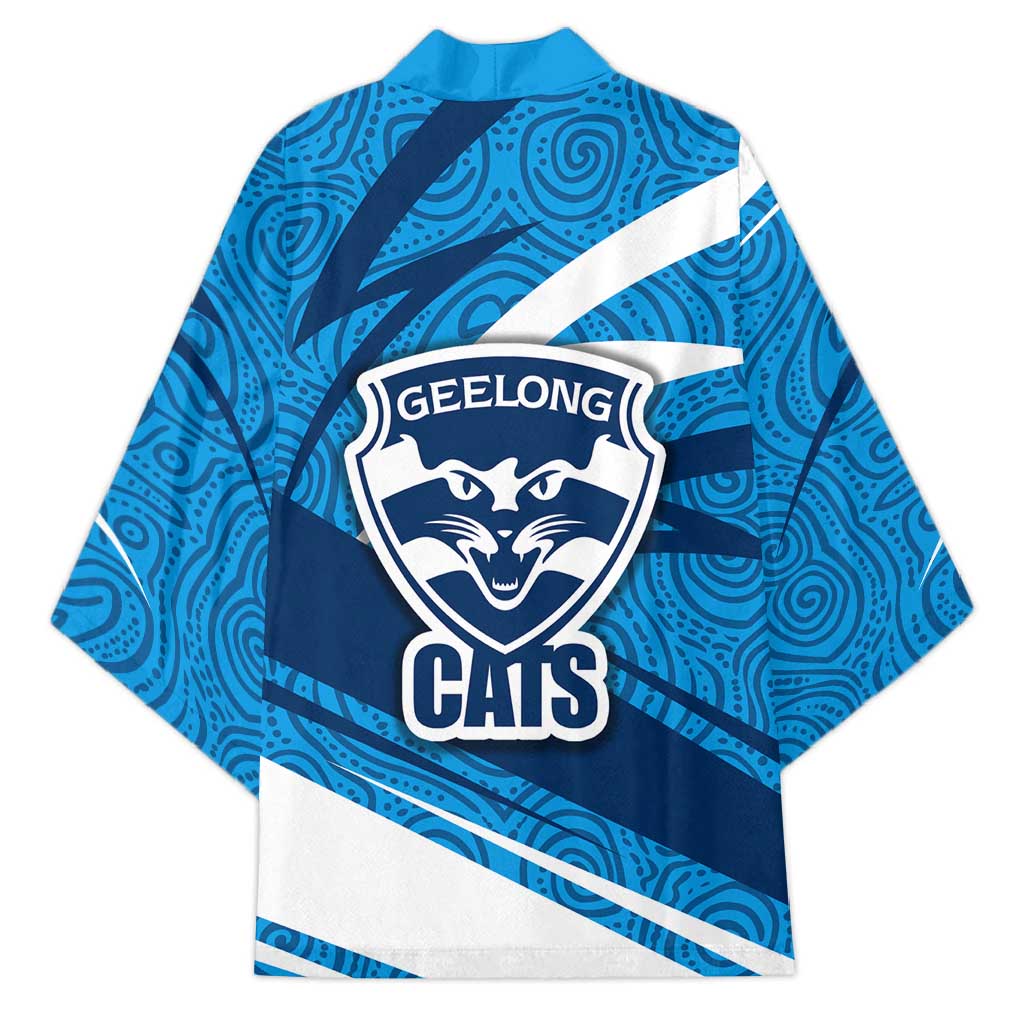 Geelong Cats Australian Football Kimono Fierce Cat Mascot With Indigenous Pattern Art