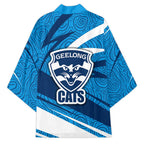 Geelong Cats Australian Football Kimono Fierce Cat Mascot With Indigenous Pattern Art