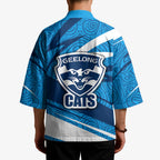 Geelong Cats Australian Football Kimono Fierce Cat Mascot With Indigenous Pattern Art