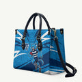 Geelong Cats Australian Football Leather Bag Fierce Cat Mascot With Indigenous Pattern Art