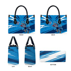 Geelong Cats Australian Football Leather Bag Fierce Cat Mascot With Indigenous Pattern Art