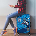 Geelong Cats Australian Football Luggage Cover Fierce Cat Mascot With Indigenous Pattern Art
