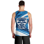 Geelong Cats Australian Football Men Tank Top Fierce Cat Mascot With Indigenous Pattern Art