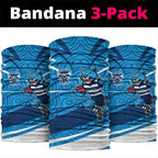 Geelong Cats Australian Football Neck Gaiter Fierce Cat Mascot With Indigenous Pattern Art