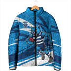 Geelong Cats Australian Football Padded Jacket Fierce Cat Mascot With Indigenous Pattern Art