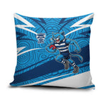 Geelong Cats Australian Football Pillow Cover Fierce Cat Mascot With Indigenous Pattern Art
