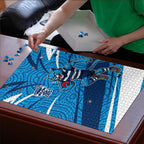 Geelong Cats Australian Football Puzzle Fierce Cat Mascot With Indigenous Pattern Art