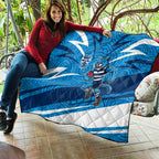 Geelong Cats Australian Football Quilt Fierce Cat Mascot With Indigenous Pattern Art
