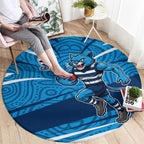 Geelong Cats Australian Football Round Carpet Fierce Cat Mascot With Indigenous Pattern Art