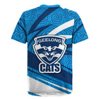 Geelong Cats Australian Football Rugby Jersey Fierce Cat Mascot With Indigenous Pattern Art