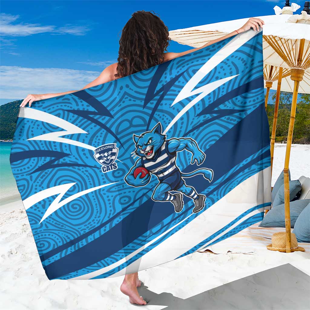 Geelong Cats Australian Football Sarong Fierce Cat Mascot With Indigenous Pattern Art