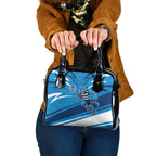 Geelong Cats Australian Football Shoulder Handbag Fierce Cat Mascot With Indigenous Pattern Art