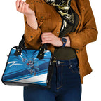 Geelong Cats Australian Football Shoulder Handbag Fierce Cat Mascot With Indigenous Pattern Art