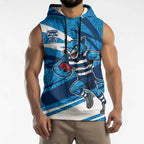 Geelong Cats Australian Football Sleeveless Hoodie Fierce Cat Mascot With Indigenous Pattern Art