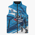 Geelong Cats Australian Football Sleeveless Puffer Jacket Fierce Cat Mascot With Indigenous Pattern Art