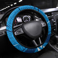 Geelong Cats Australian Football Steering Wheel Cover Fierce Cat Mascot With Indigenous Pattern Art