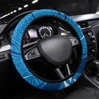 Geelong Cats Australian Football Steering Wheel Cover Fierce Cat Mascot With Indigenous Pattern Art