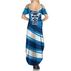 Geelong Cats Australian Football Summer Maxi Dress Fierce Cat Mascot With Indigenous Pattern Art