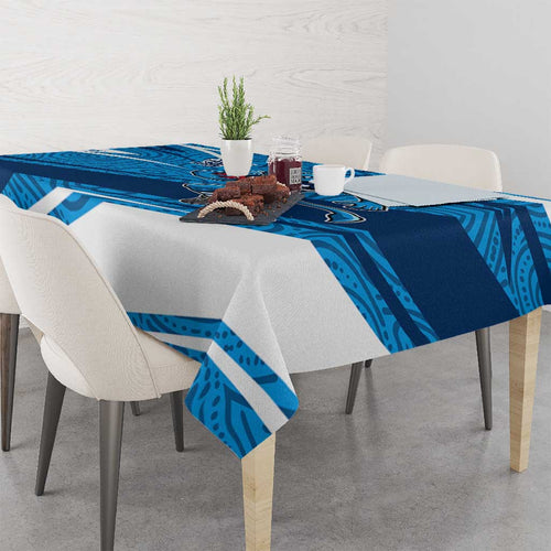 Geelong Cats Australian Football Tablecloth Fierce Cat Mascot With Indigenous Pattern Art