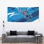 Geelong Cats Australian Football Tapestry Fierce Cat Mascot With Indigenous Pattern Art