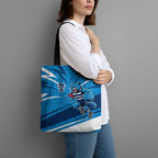 Geelong Cats Australian Football Tote Bag Fierce Cat Mascot With Indigenous Pattern Art