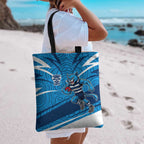 Geelong Cats Australian Football Tote Bag Fierce Cat Mascot With Indigenous Pattern Art
