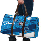 Geelong Cats Australian Football Travel Bag Fierce Cat Mascot With Indigenous Pattern Art