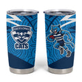 Geelong Cats Australian Football Tumbler Cup Fierce Cat Mascot With Indigenous Pattern Art