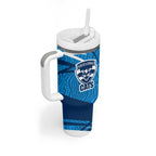 Geelong Cats Australian Football Tumbler With Handle Fierce Cat Mascot With Indigenous Pattern Art