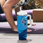 Geelong Cats Australian Football Tumbler With Handle Fierce Cat Mascot With Indigenous Pattern Art