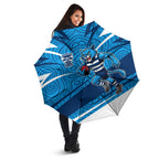 Geelong Cats Australian Football Umbrella Fierce Cat Mascot With Indigenous Pattern Art