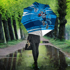 Geelong Cats Australian Football Umbrella Fierce Cat Mascot With Indigenous Pattern Art