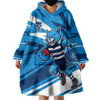 Geelong Cats Australian Football Wearable Blanket Hoodie Fierce Cat Mascot With Indigenous Pattern Art