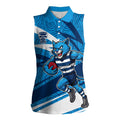 Geelong Cats Australian Football Women Sleeveless Polo Shirt Fierce Cat Mascot With Indigenous Pattern Art