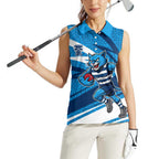 Geelong Cats Australian Football Women Sleeveless Polo Shirt Fierce Cat Mascot With Indigenous Pattern Art