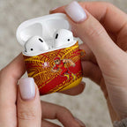 Gold Coast Suns Australian Football AirPods Case Sunny Hero Mascot With Indigenous Pattern Art