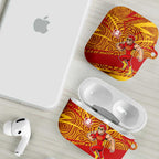 Gold Coast Suns Australian Football AirPods Case Sunny Hero Mascot With Indigenous Pattern Art