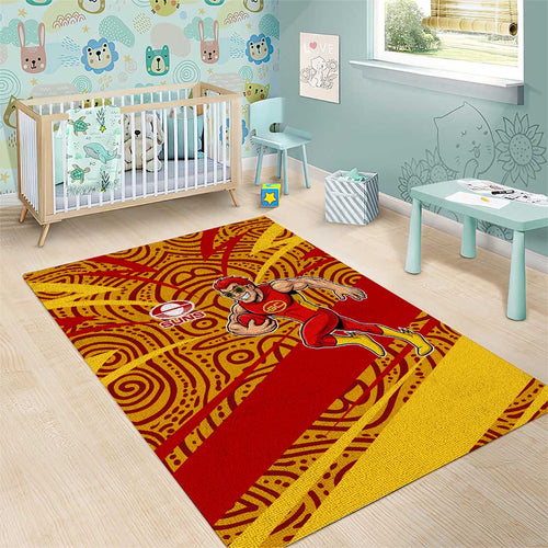 Gold Coast Suns Australian Football Area Rug Sunny Hero Mascot With Indigenous Pattern Art