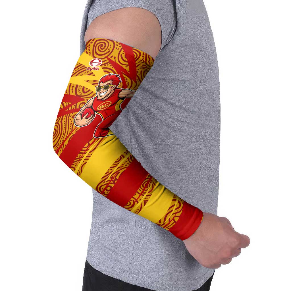 Gold Coast Suns Australian Football Arm Sleeves Sunny Hero Mascot With Indigenous Pattern Art